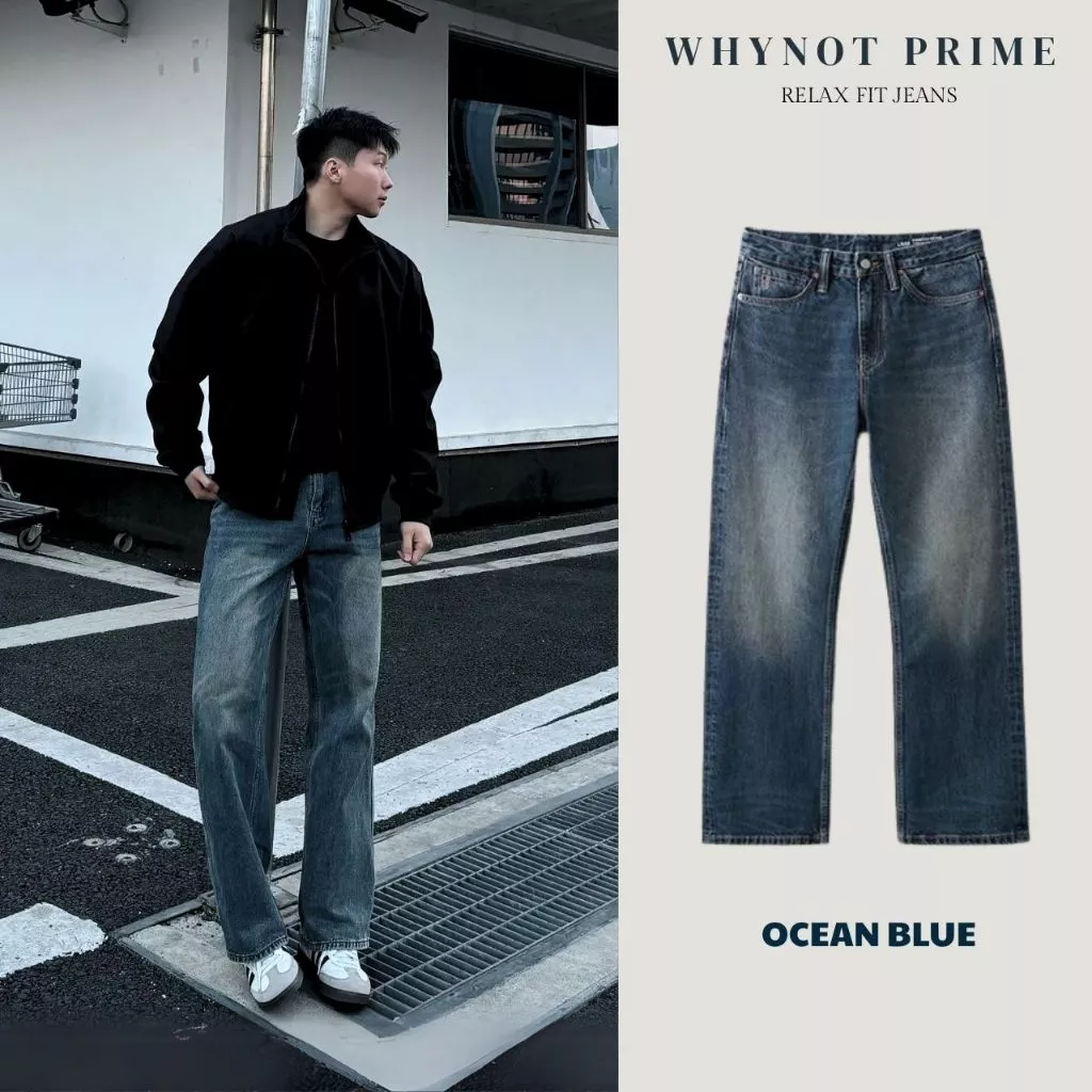 Quần Jean Nam Ống Suông Đứng Retro Blue Vintage WN PRIME